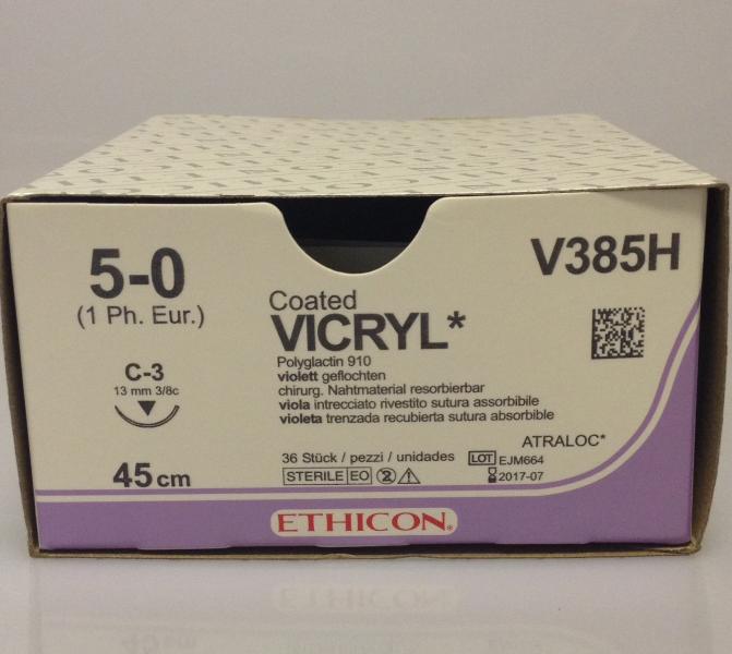 Vicryl V385H Scatola ago+filo sutura Vicryl V385H 5.0 violetto
